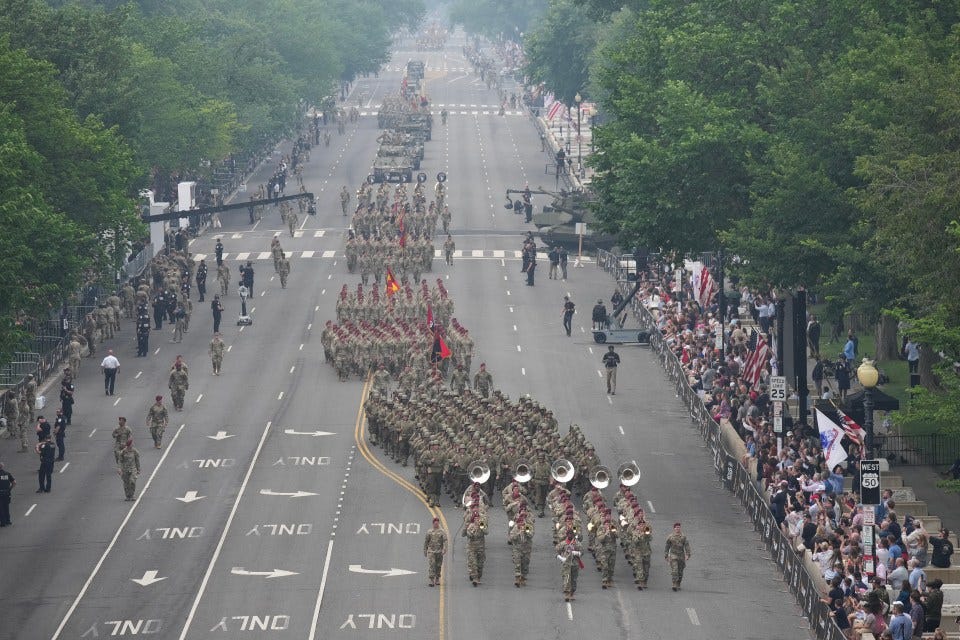 U.S. Army troops marching in a parade.