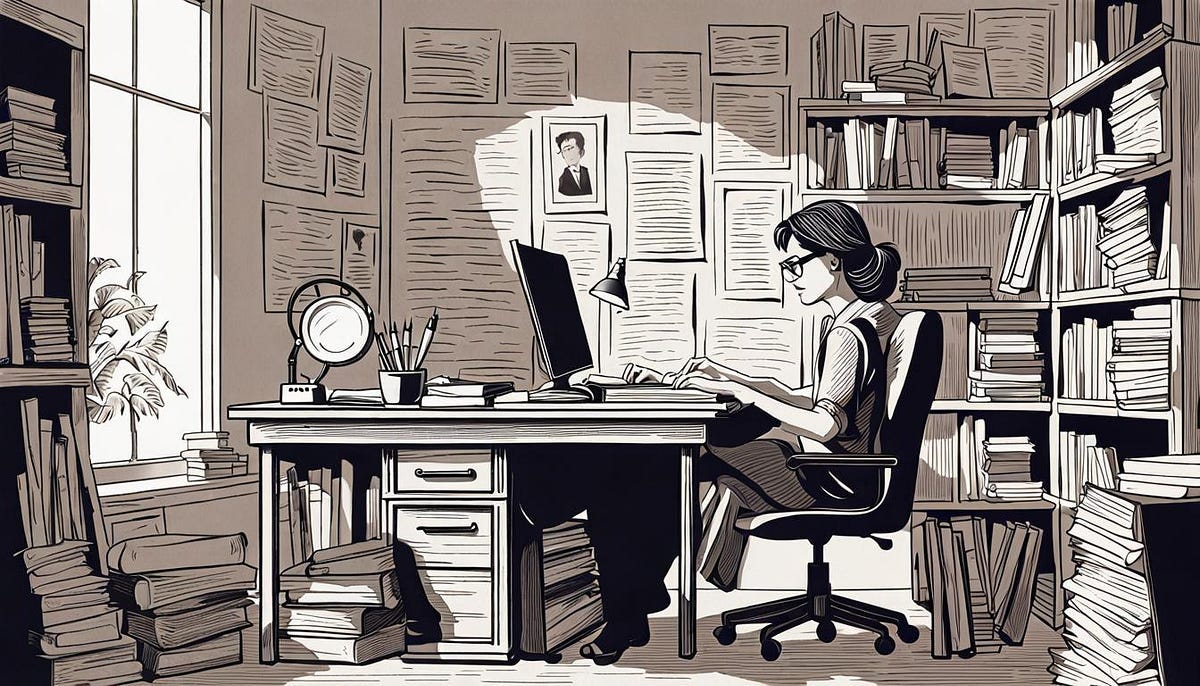 Writer at her desk