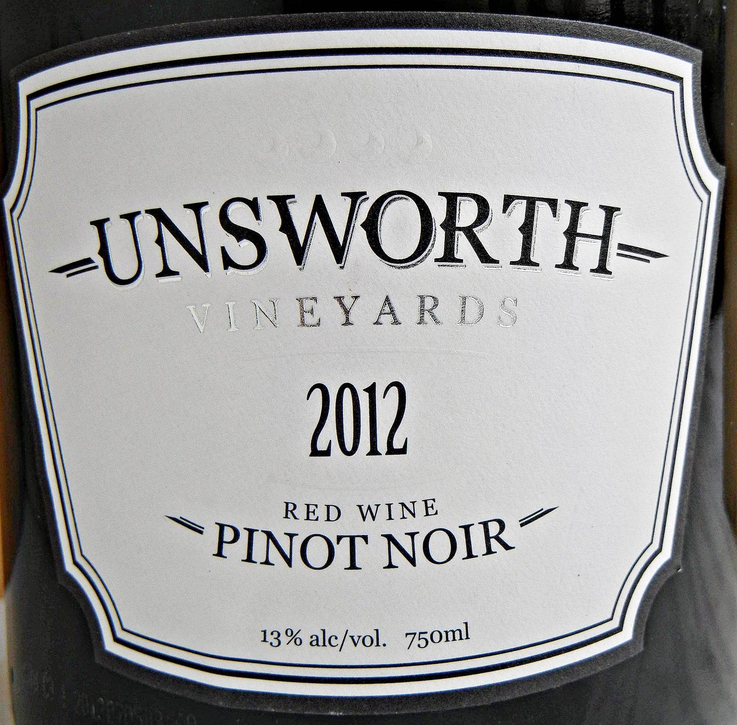 Unsworth Pinot Noir 2012 Label - BC Pinot Noir Tasting Review 18