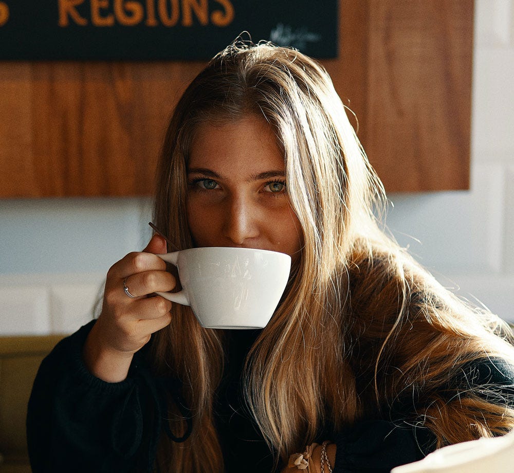 woman drinking coffee