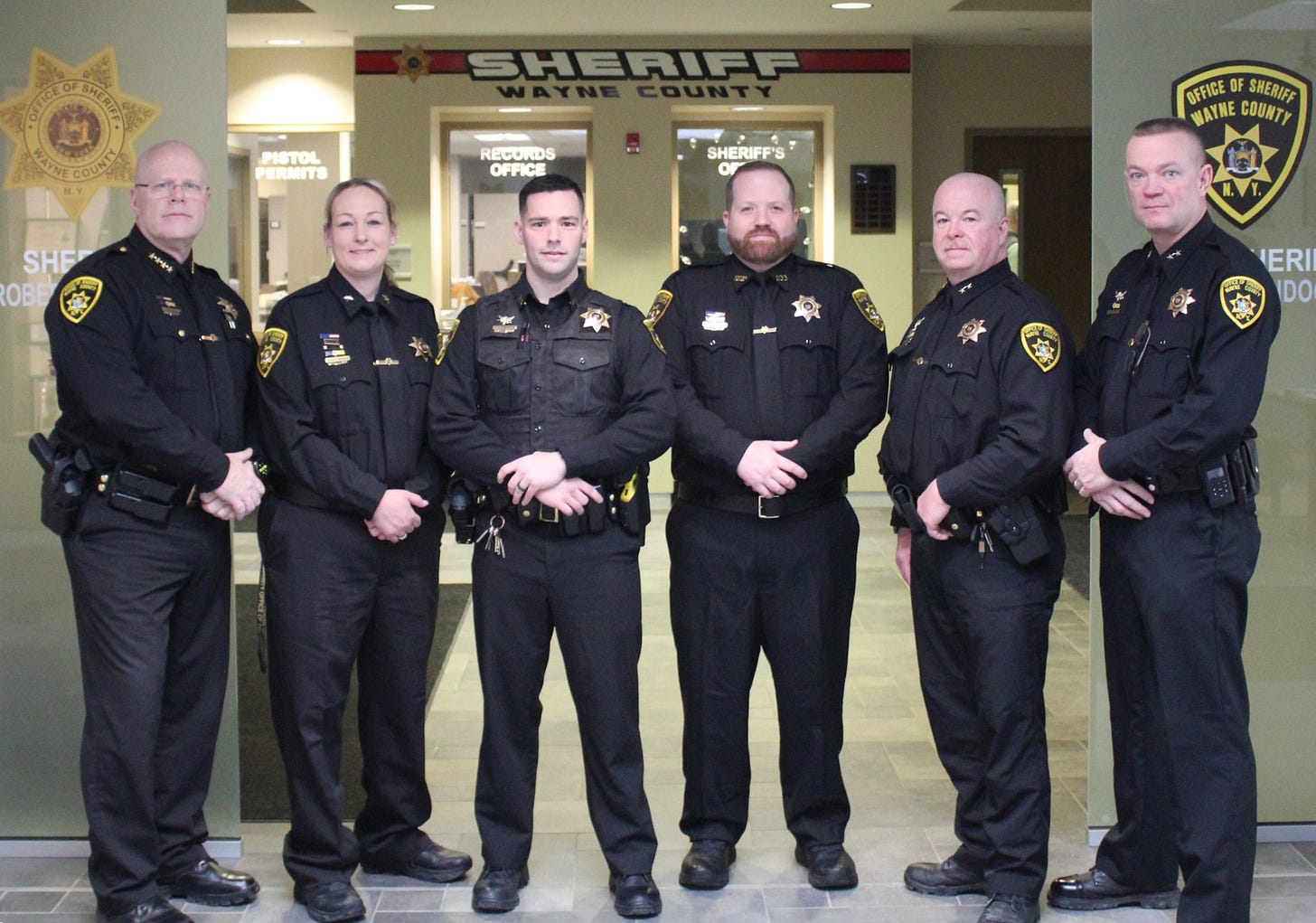 May be an image of 6 people and text that says '5o PISTOL PERMITE SHERIFF RECORDS OFFICE ቀዝች SHE OB SHERIFF'S OFFICE OF SHERIFE WAYNE COUNTY IERI IDO'