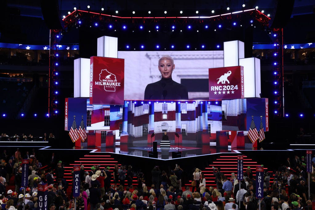 On the first night of the RNC, rapper and influencer Amber Rose said she used to believe “left-wing propaganda that Donald Trump was a racist.”