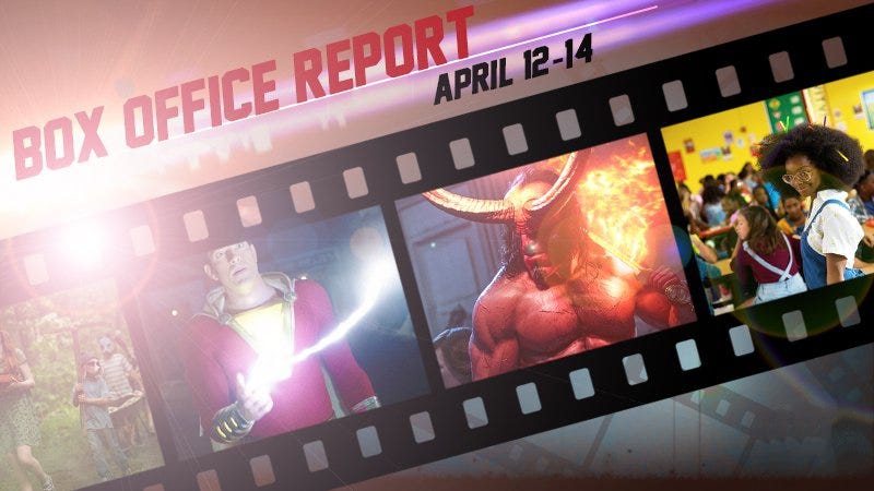 Box office report for Shazam! Little and Hellboy which bombed.