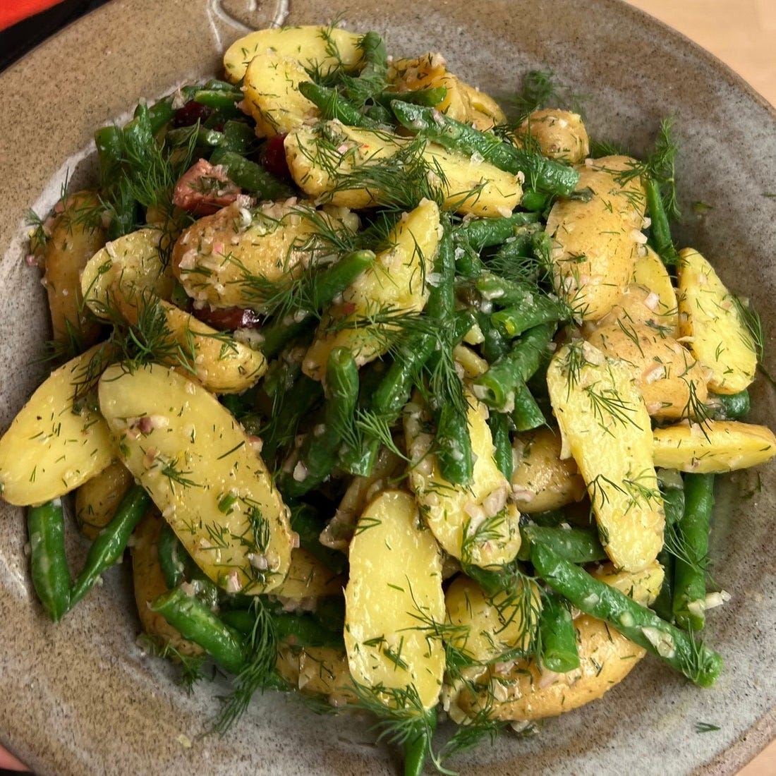Potato & Green Bean Salad with capers, olives, and dill