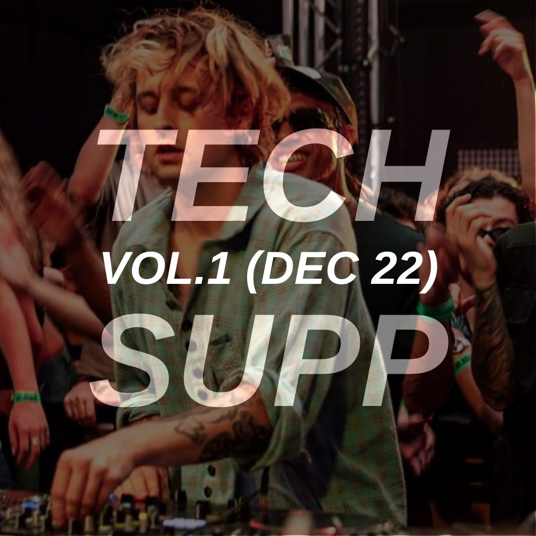 Playlist cover artwork featuring Mall Grab (DJ, producer) with the text “TECH SUPP VOL.1 (DEC 22)” overlaid.