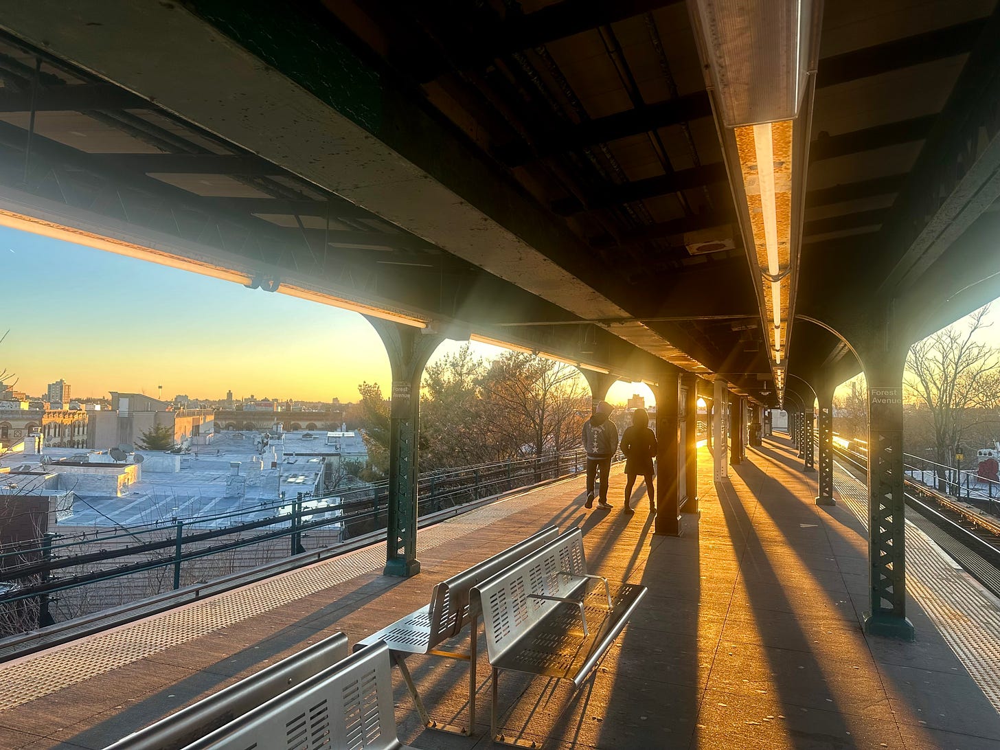 The gorgeous Forest Ave subway stop at sunset (Photo: Elke Nominikat)
