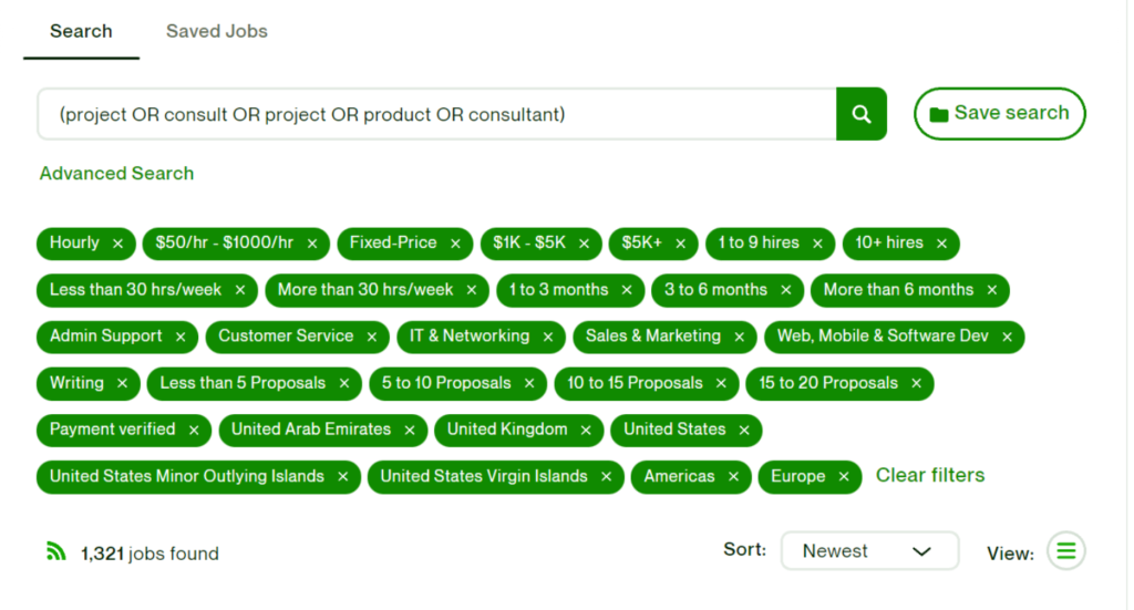 Upwork Masterclass - Search Filters