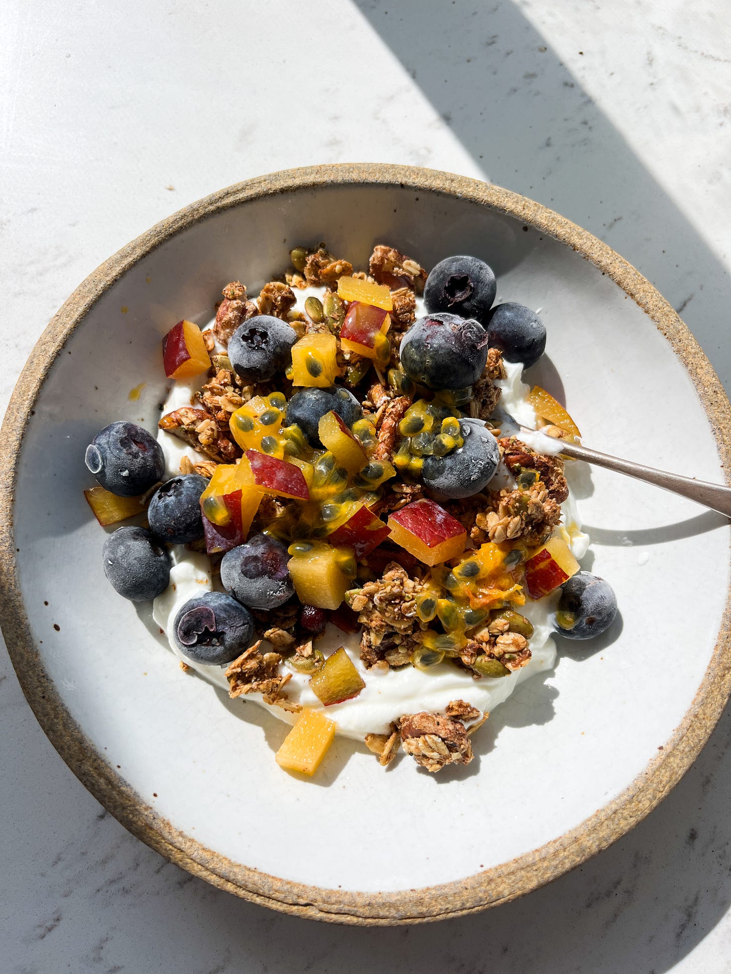 High protein/fiber granola with pecans, pumpkin seeds, flax, hemp and maple