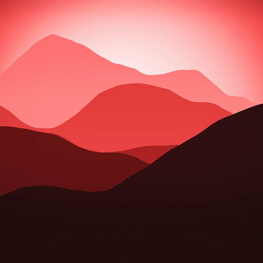 geometric shaped mountains with a monochromatic color scheme