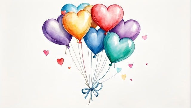 Hearts and balloon illustration