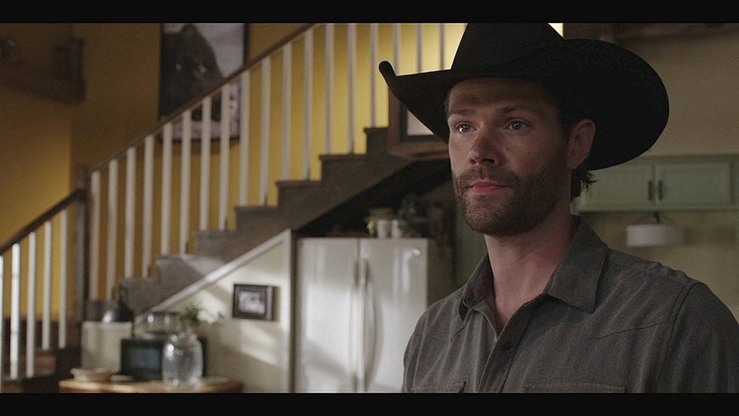 Cordell Walker putting on hot black cowboy hat.