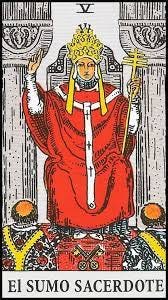Gitana Kheper - V - Le Pape (El Papa o El Sumo Sacerdote) Carta de Tarot:  Tarot Rider La carta representa la figura de un hombre sentado en un trono  con unas