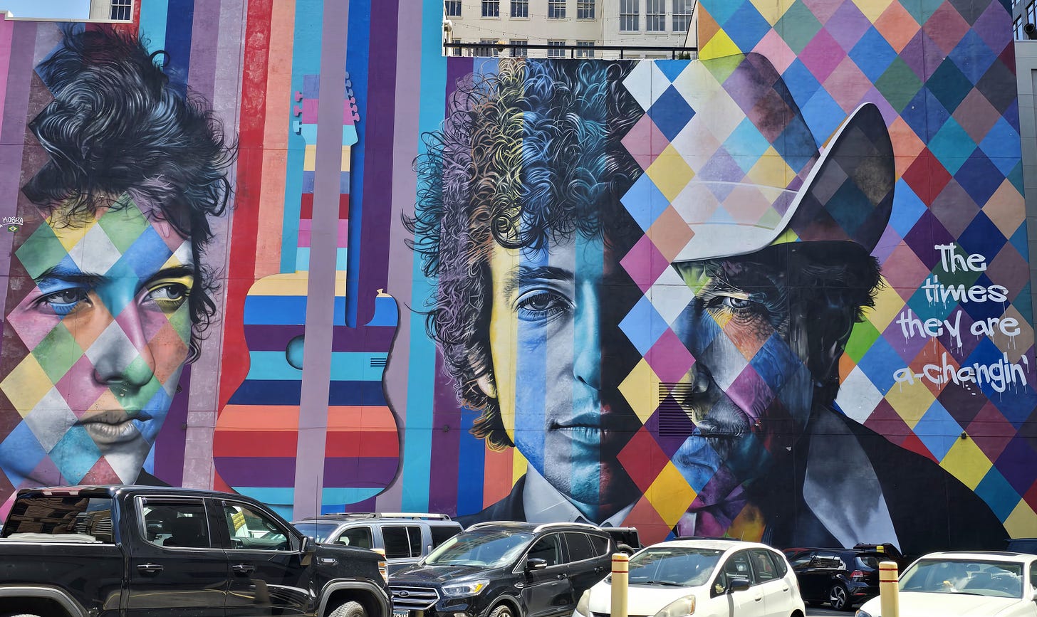 bob dylan mural in downtown Minneapolis