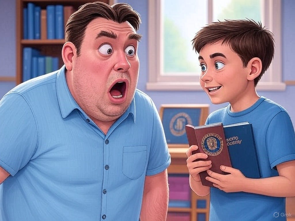 dad and teacher, shocked, embarrassed, to learn he'd trusted his alternative school website to the wrong people.