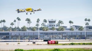 Wisk Aero eVTOL aircraft flying at Long Beach