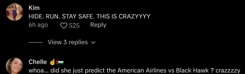 tarot card reader predicts plane crash