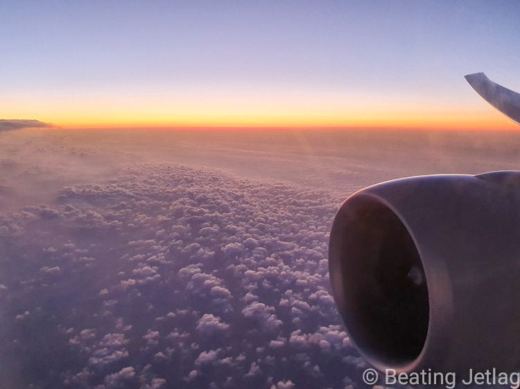 Sunrise from a plane window