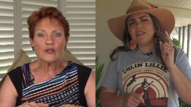 Shadow minister for Indigenous Australians Jacinta Price and One Nation Senator Pauline Hanson have slammed the actions of activists after a Captain Cook statue was vandalised just days out from Australia Day. Picture: Sky News Australia Shadow minister for Indigenous Australians Jacinta Price and One Nation Senator Pauline Hanson have slammed the actions of activists after a Captain Cook statue was vandalised just days out from Australia Day. Picture: Sky News Australia