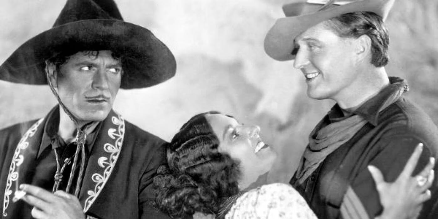 Warner Baxter, Dorothy Burgess, & Edmund Lowe in a still from In Old Arizona