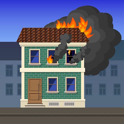 Fire In An Apartment Building Stock Illustration - Download Image Now ...
