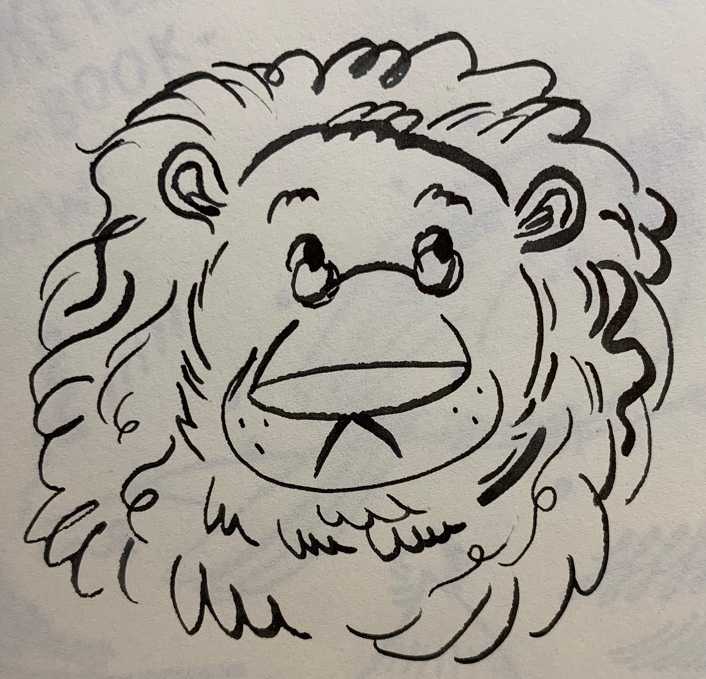 drawing of a lion with a fountain pen by Kayla Stark