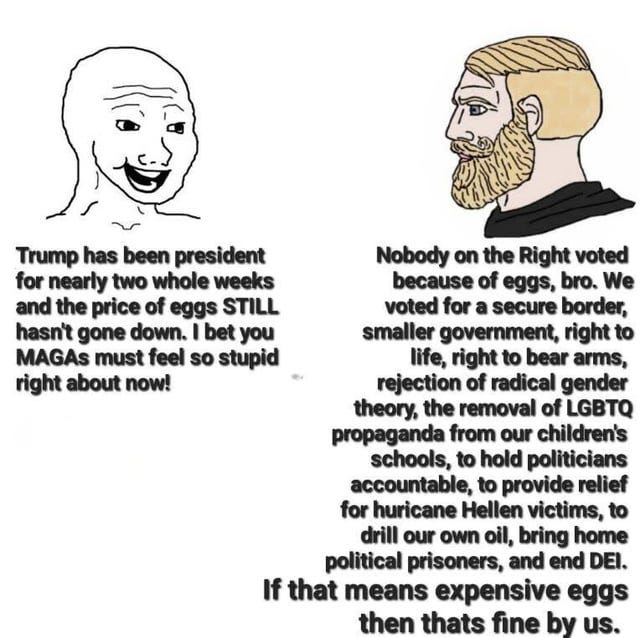 r/ConservativeMemes - Eggs? They forget the reasons they lost.