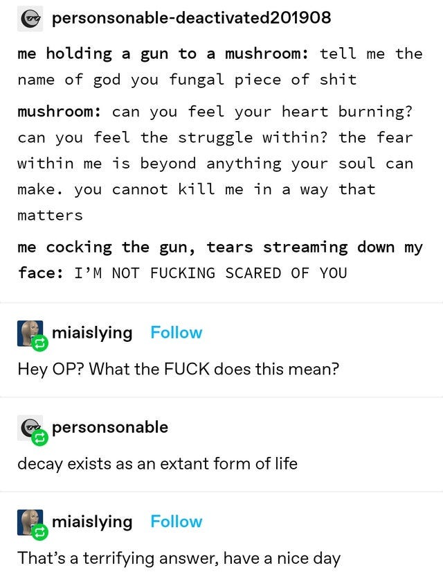 You cannot kill me in a way that matters. : r/CuratedTumblr
