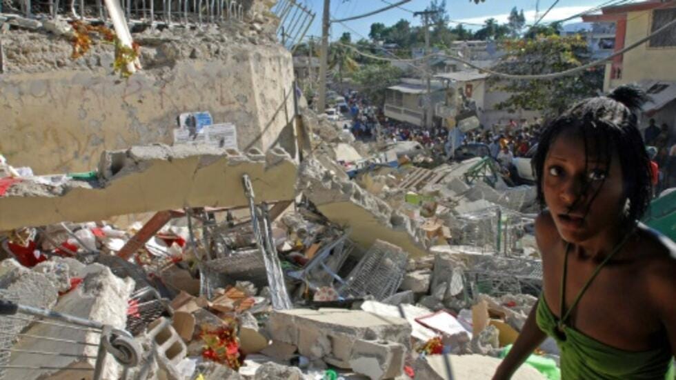 Debris and devastation in Port-au-Prince, Haiti, on 12 January, 2010.