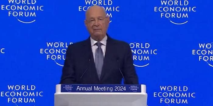 Klaus Schwab, founder of the WEF, speaking at this year's annual Davos ...