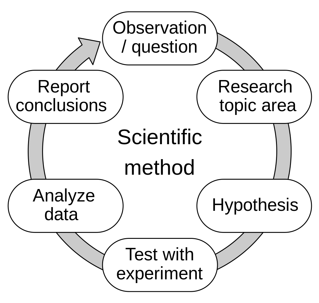 A diagram of the scientific method, presented as a cycle.