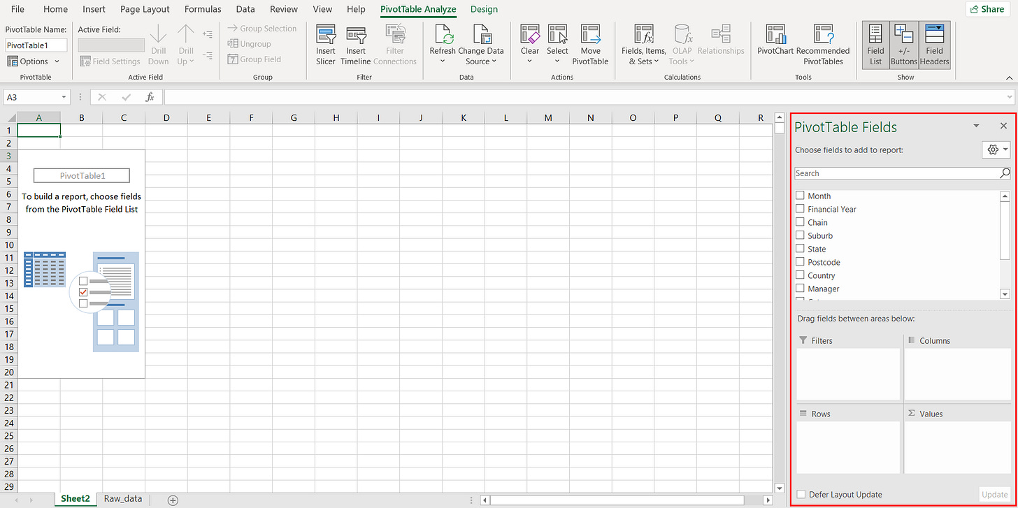 Giao diện Pivot Table
