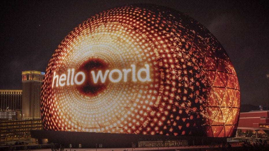 Las Vegas Sphere illuminates for the 1st time on July 4