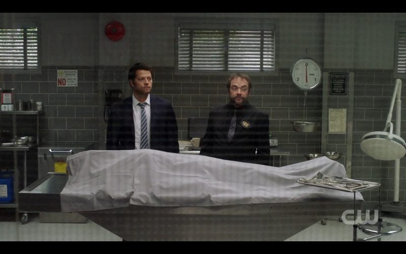 supernatural 1208 lotus cas with crowley morgue