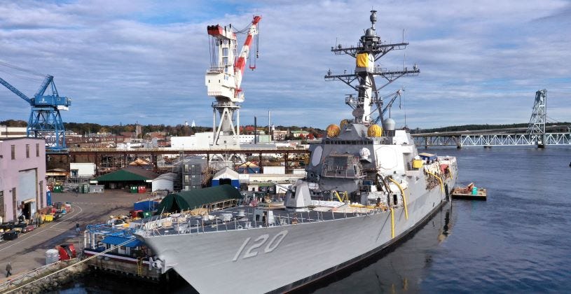 DDG 120 pier side at Bath Iron Works in Bath, Maine.