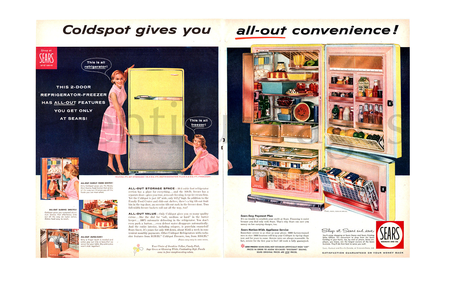 1957 Sears Coldspot Refrigerator Vintage Ad, Advertising Art, 1950's  Kitchen, Magazine Ad, Advertisement, Great to Frame. - Etsy Israel