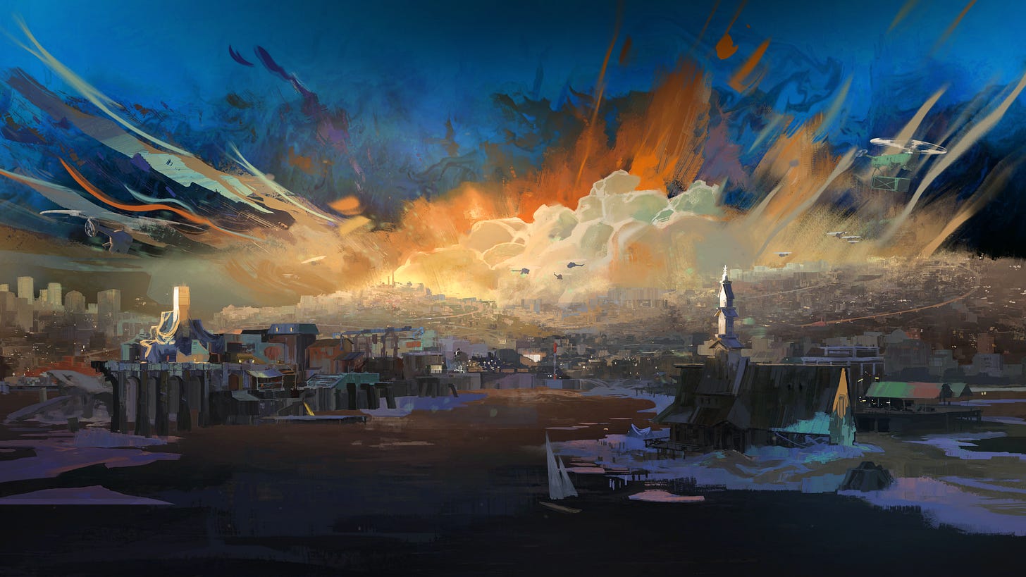 The Wallpaper of the menu art on the Disco Elysium Website isn't actually  in 4k (See comments) , here is a screenshot I took from menu to use as a  wallpaper :