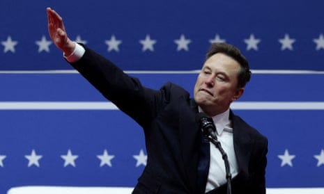 Elon Musk appears to make back-to-back fascist salutes at inauguration  rally | Elon Musk | The Guardian