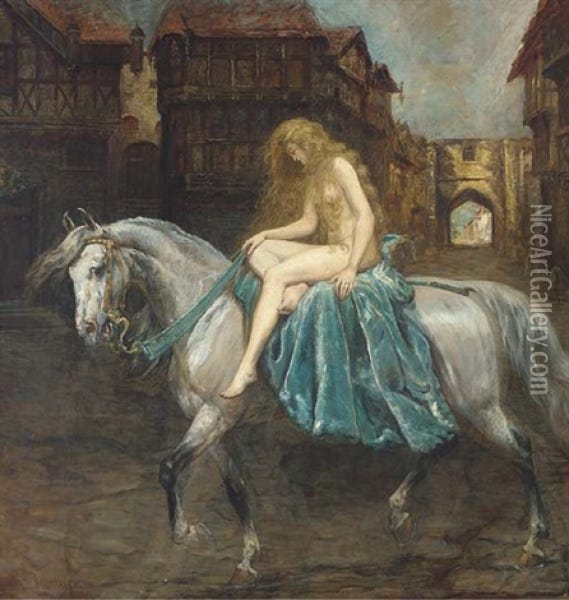 Lady Godiva oil painting reproduction by Ethel Mortlock - NiceArtGallery.com