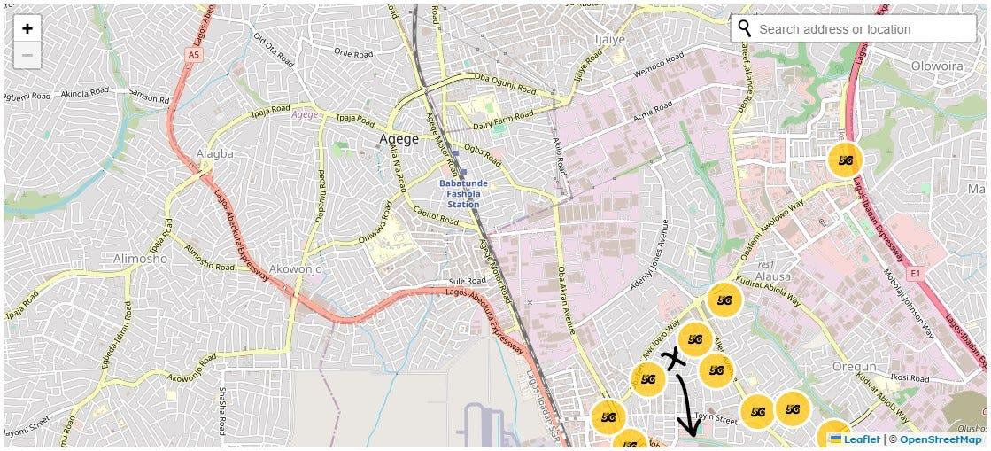 map showing mtn 5g coverage in lagos, nigeria