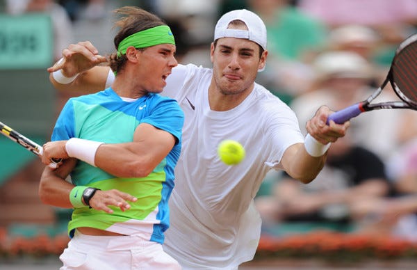 rafael nadal ousts john isner for 2015 rome masters open quarter finals images