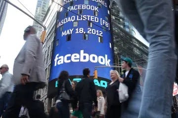 Facebook IPO on NASDAQ in 2012, one of the largest tech IPOs in history