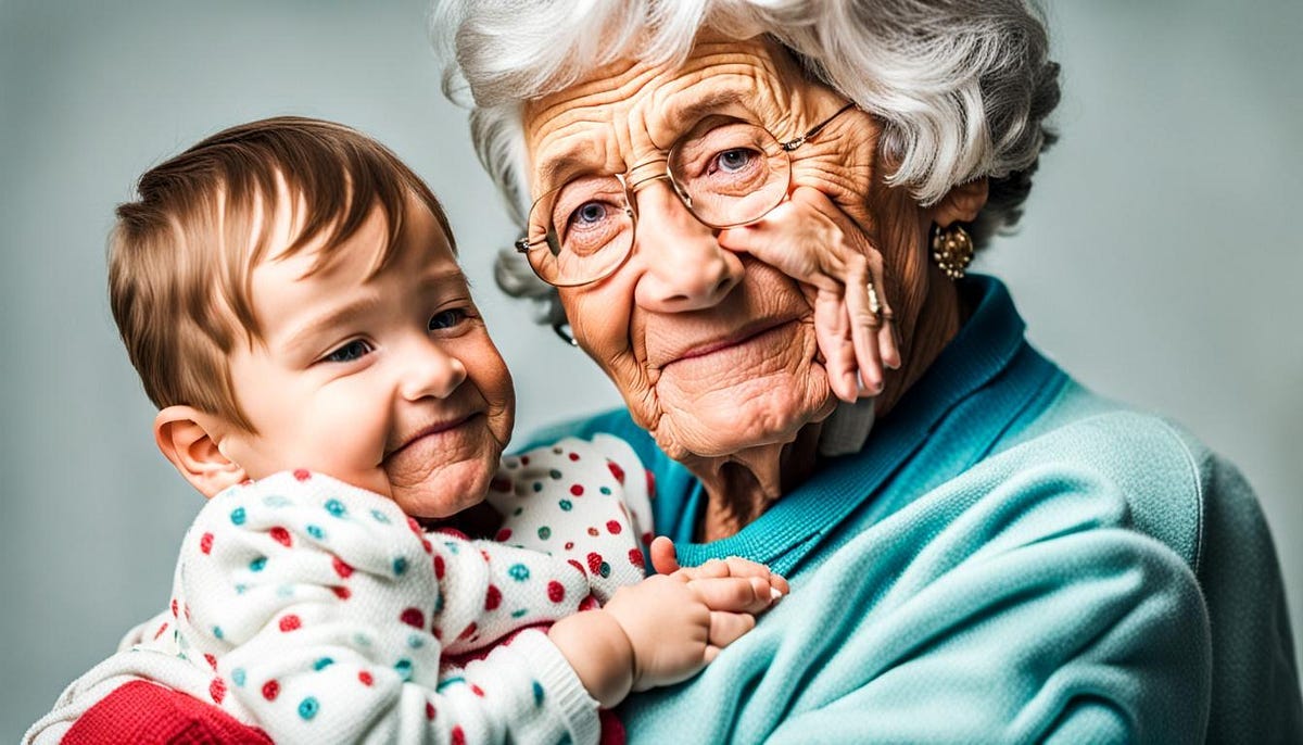 Grandma with grandchild in her arms