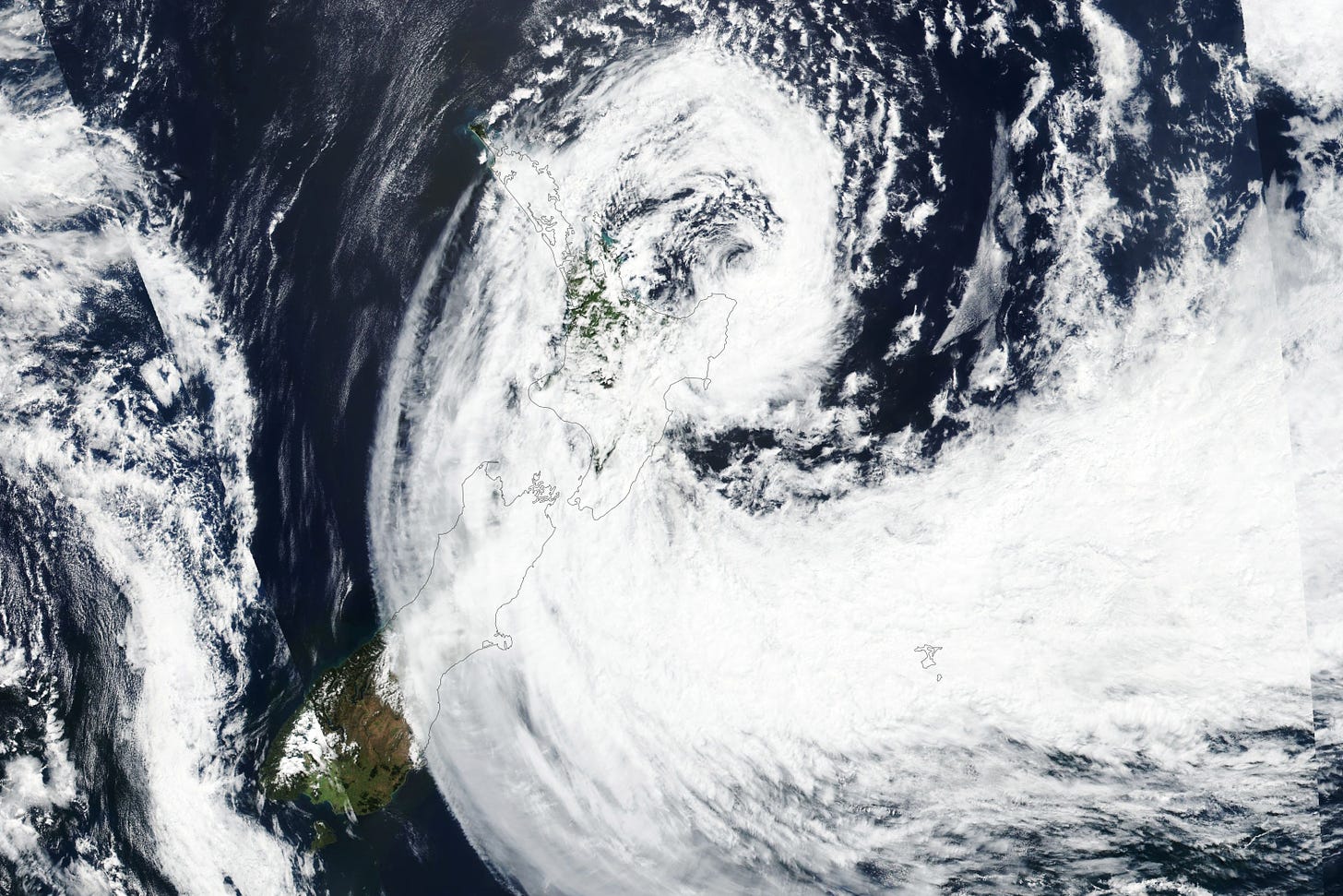 Cyclone Gabrielle Lashes New Zealand. Image credit: NASA Earth Observatory
