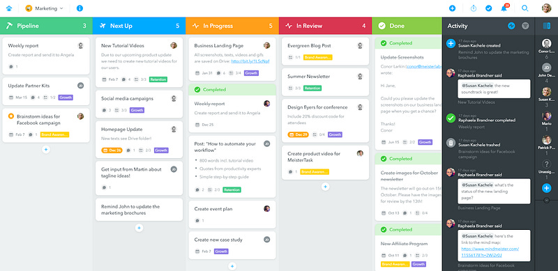 MeisterTask dashboard