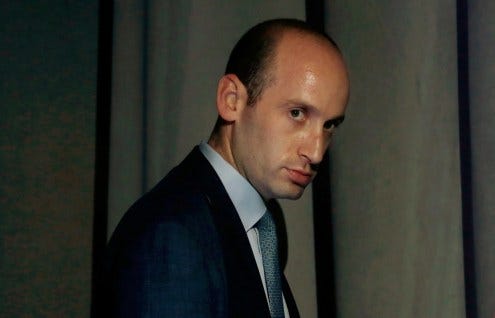 Former Trump aide Stephen Miller looking sweaty and evil.