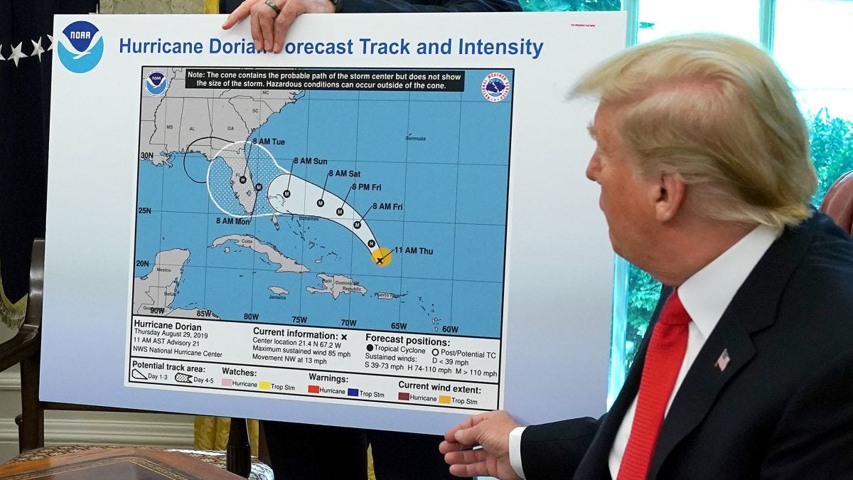 Trump relentlessly defends use of altered Dorian map