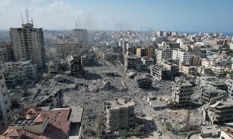 The a-Rimal neighbourhood of Gaza City on Thursday, devastated by Israeli airstrikes.
