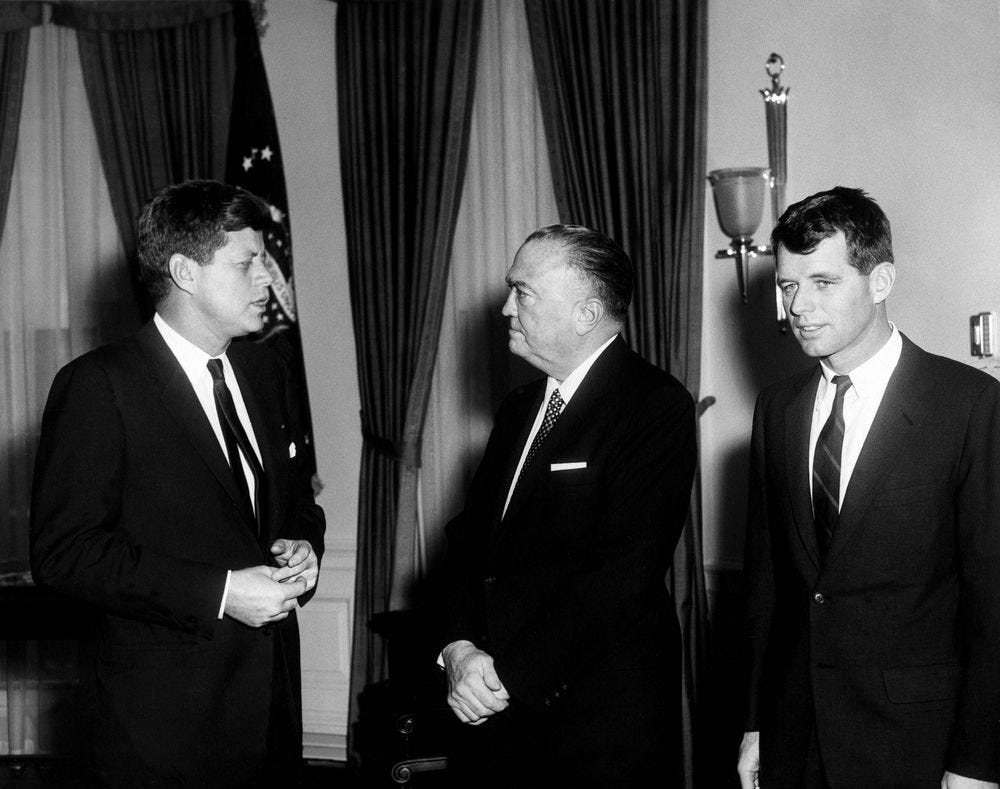 Meeting with Attorney General Robert F. Kennedy (RFK) and J. Edgar Hoover  (JEH), Director of the Federal Bureau of Investigation (FBI), 10:12AM | JFK  Library