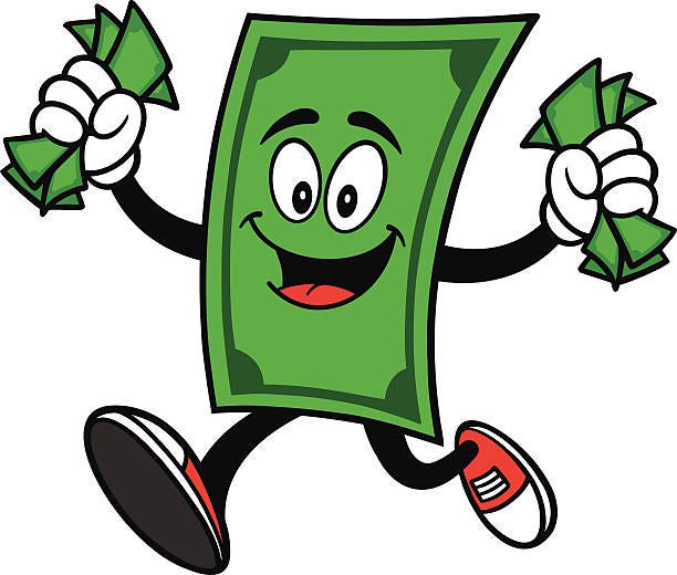 Dollar Mascot With Money Stock Illustration - Download Image Now - Cartoon,  US Paper Currency, American One Dollar Bill - iStock