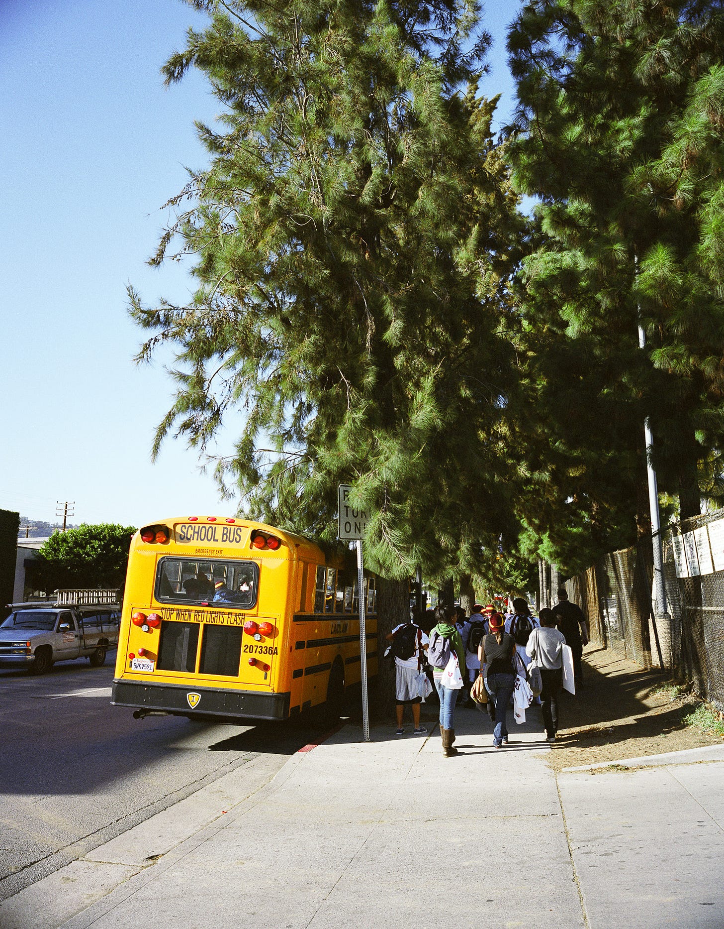 Photo of Los Angeles' Fairfax High School school bus, Fairfax District, Los Angeles